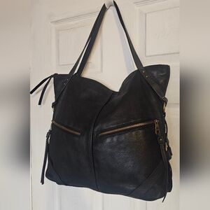 Lucky Brand Black Leather Hobo Bag Soft Slouchy Tote